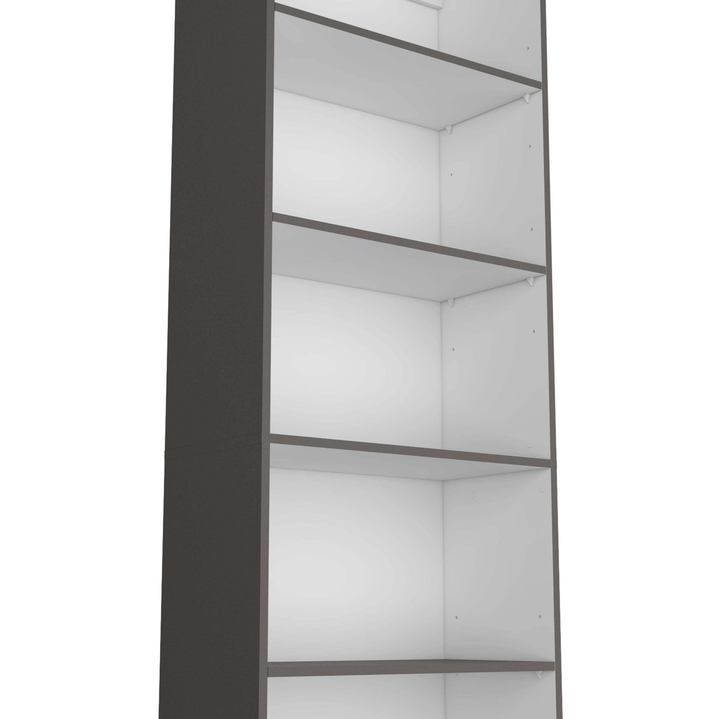Matt Gray and White 5-Shelf Bookcase