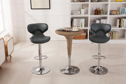 Masaccio Upholstery Airlift Adjustable Swivel Barstool with Chrome Base, Set of 2, Grey