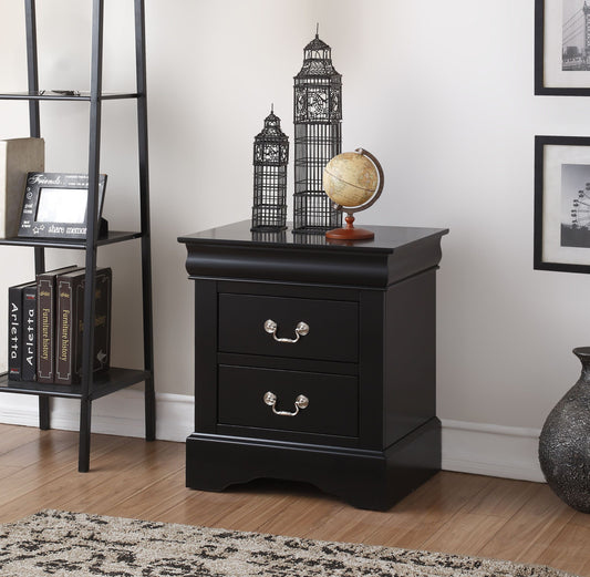 Louis Black Finish Philippe III Nightstand