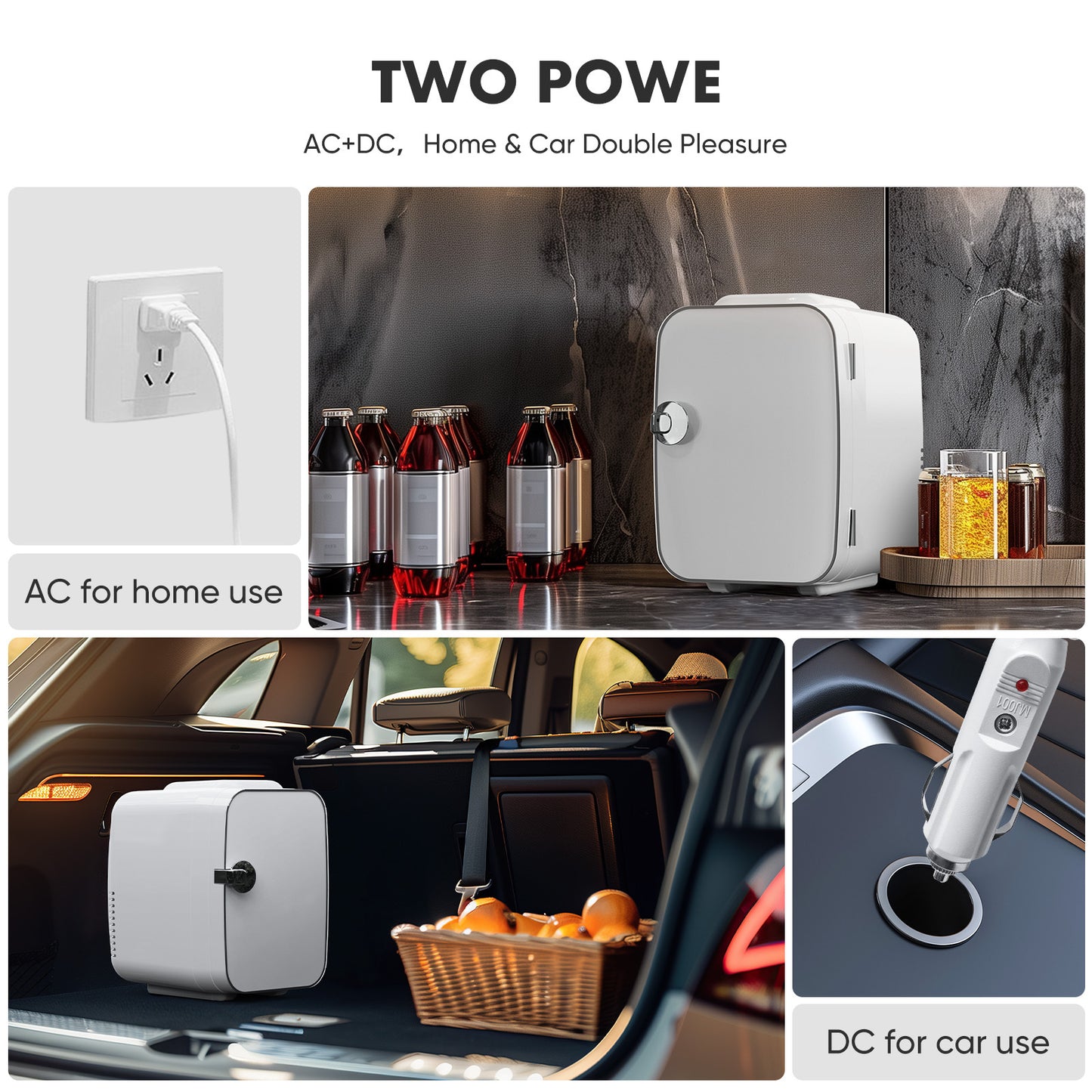 Mini Fridge, Portable Small Refrigerator 4L/6 Can Cooler & Warmer Compact Fridge for SkinCare, Food and Drinks, Small Fridge for Bedroom, Dorm, Car, Office, White