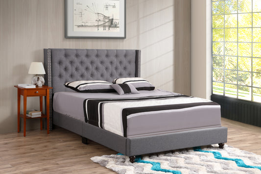 Elegant Transitional Queen Bed In Gray