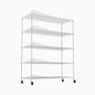 5-tier heavy-duty adjustable shelving and racking, 300 lbs. per wire shelf, with wheels and shelf liners, for warehouses, supermarkets, kitchens, etc. 59.45 "L × 24.02 "W × 71.65 "H,White