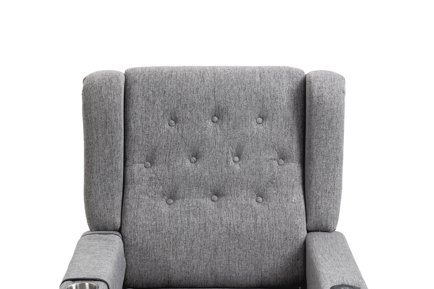 Arm Pushing Recliner Chair, Modern Button Tufted Wingback Push Back Recliner Chair, Living Room Chair Fabric Pushback Manual Single Reclining Sofa Home Theater Seating for Bedroom,Dark Gray