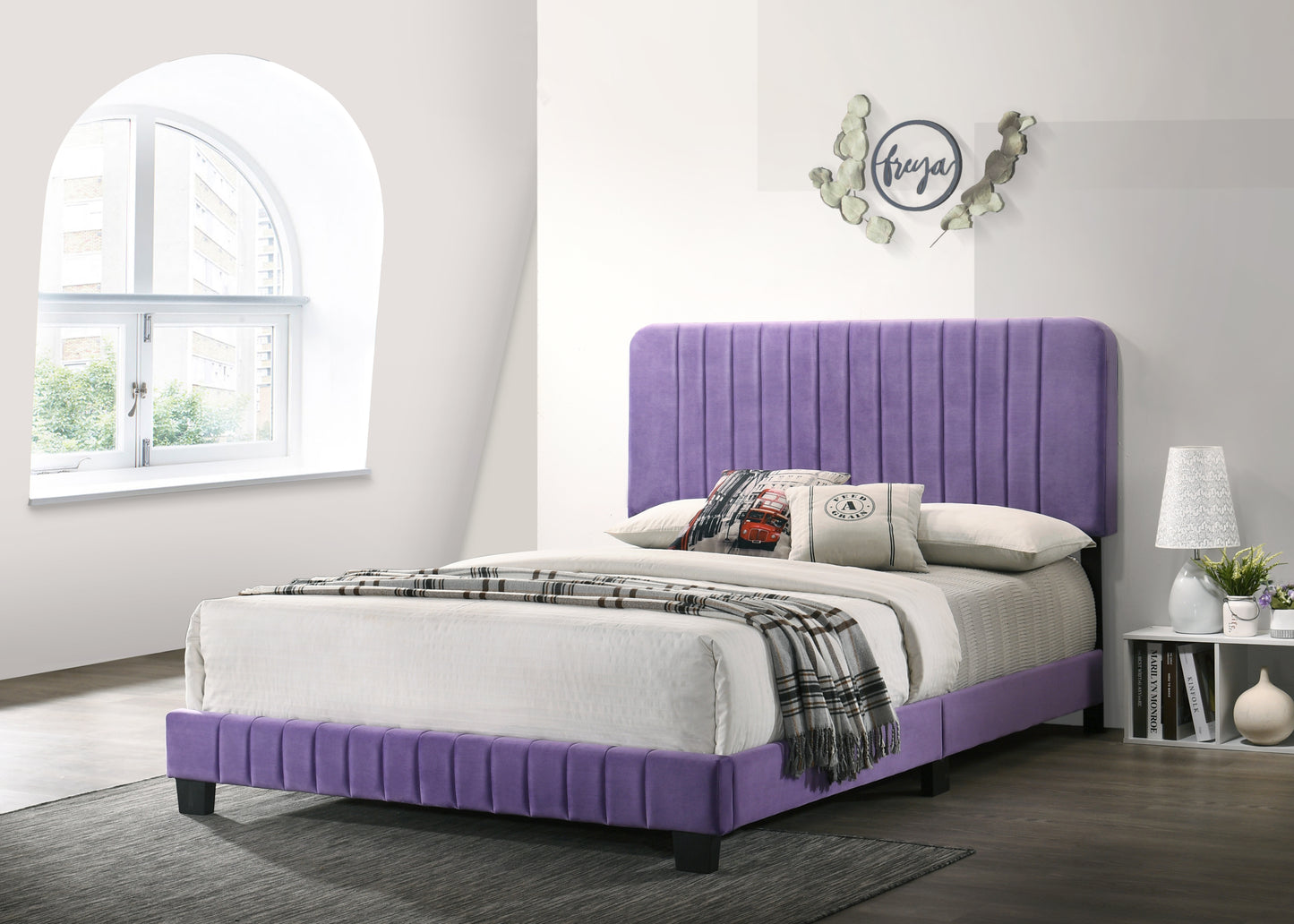 Stylish Contemporary Queen Bed In Vibrant Purple