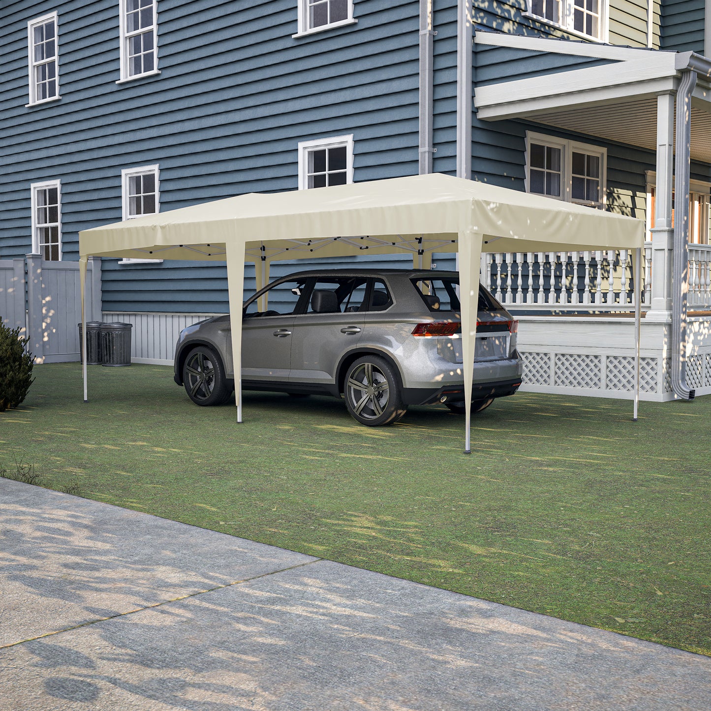 10'x20' Pop Up Canopy Tent with 6 Sidewalls, Ez Pop Up Outdoor Canopy for Parties, Waterproof Commercial Tent with 3 Adjustable Heights, Carry Bag, 6 Sand Bags, 6 Ropes and 12 Stakes, Beige