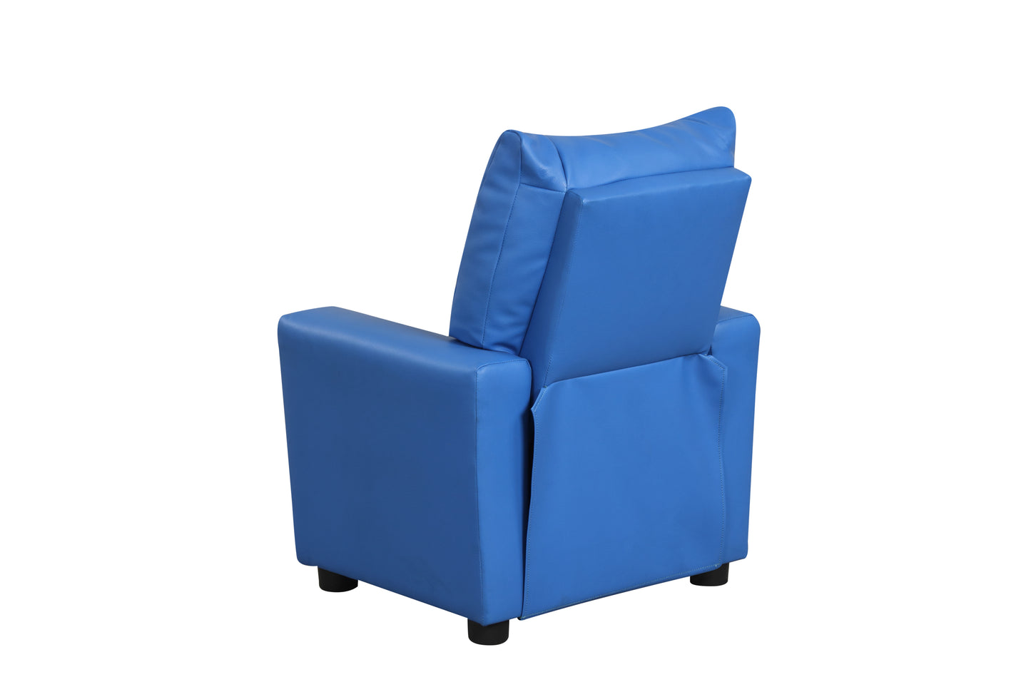 Perline 23"W Blue PVC Fabric Kids Recliner Chair with Cupholder