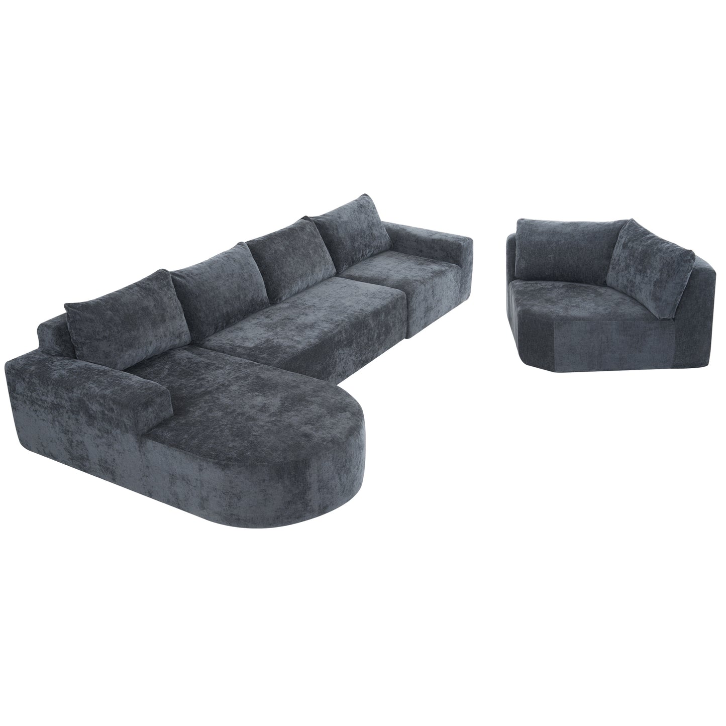 141.7" Oversized Modular Sofa Cloud Sectional Sofa Set Upholstered Couches U-shaped Sofa with Deep Seat for Living Room, Grey
