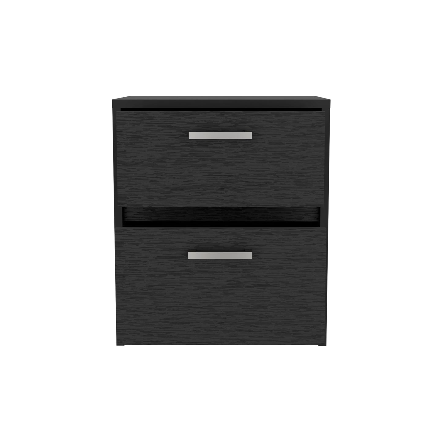 Nightstand 18"H , 2 Drawers with Metal Handles, Black