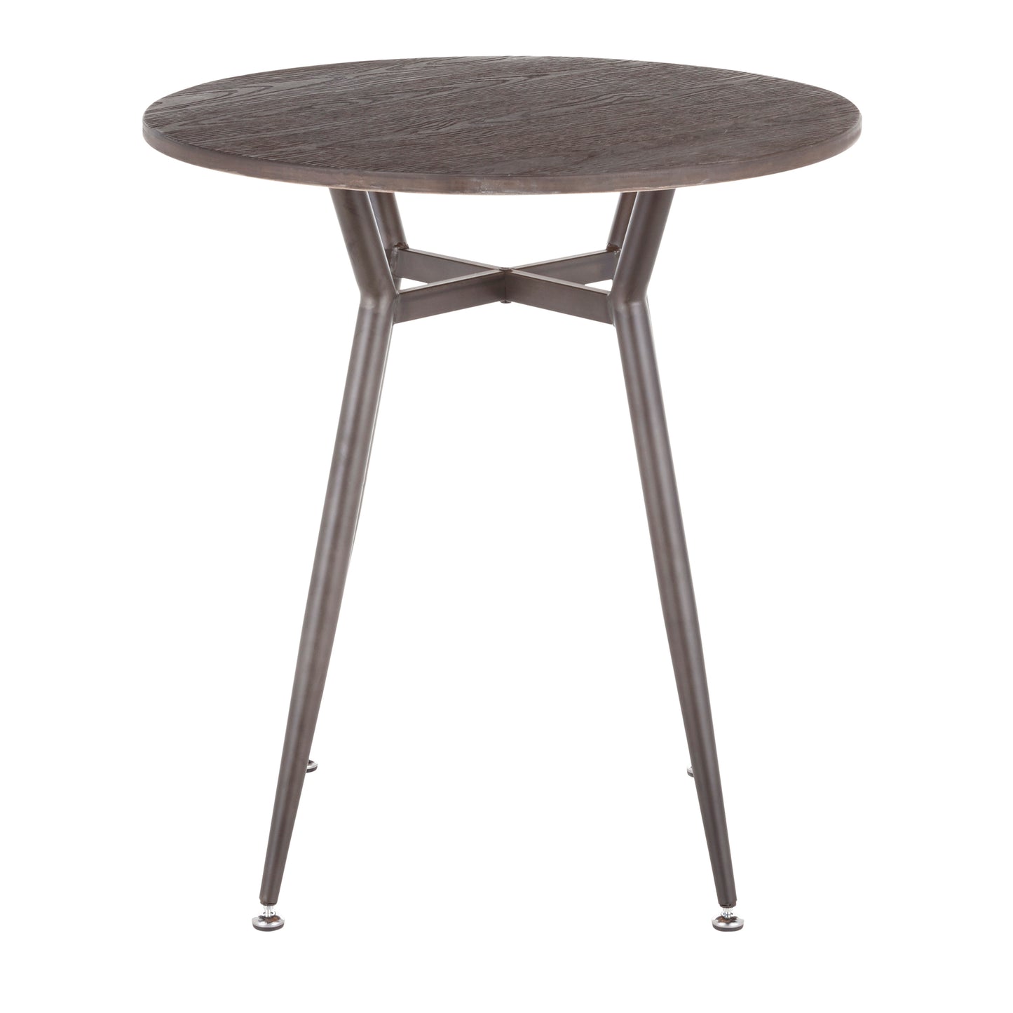 Clara Industrial Round Dinette Table in Antique Metal and Espresso Wood-Pressed Grain Bamboo by LumiSource