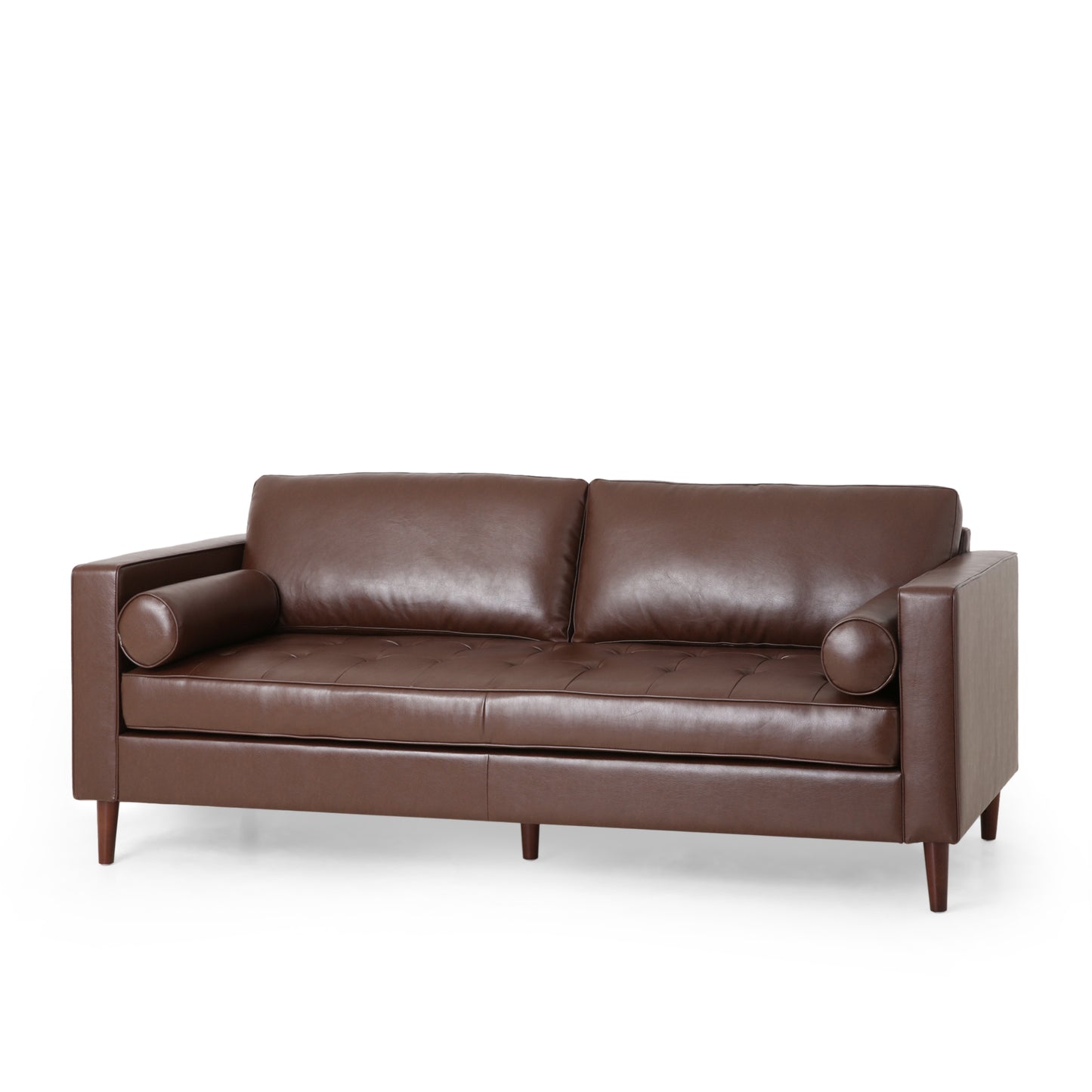 Mirod Comfy 3-seat Sofa with Wooden Legs, PU,  for Living Room and Study