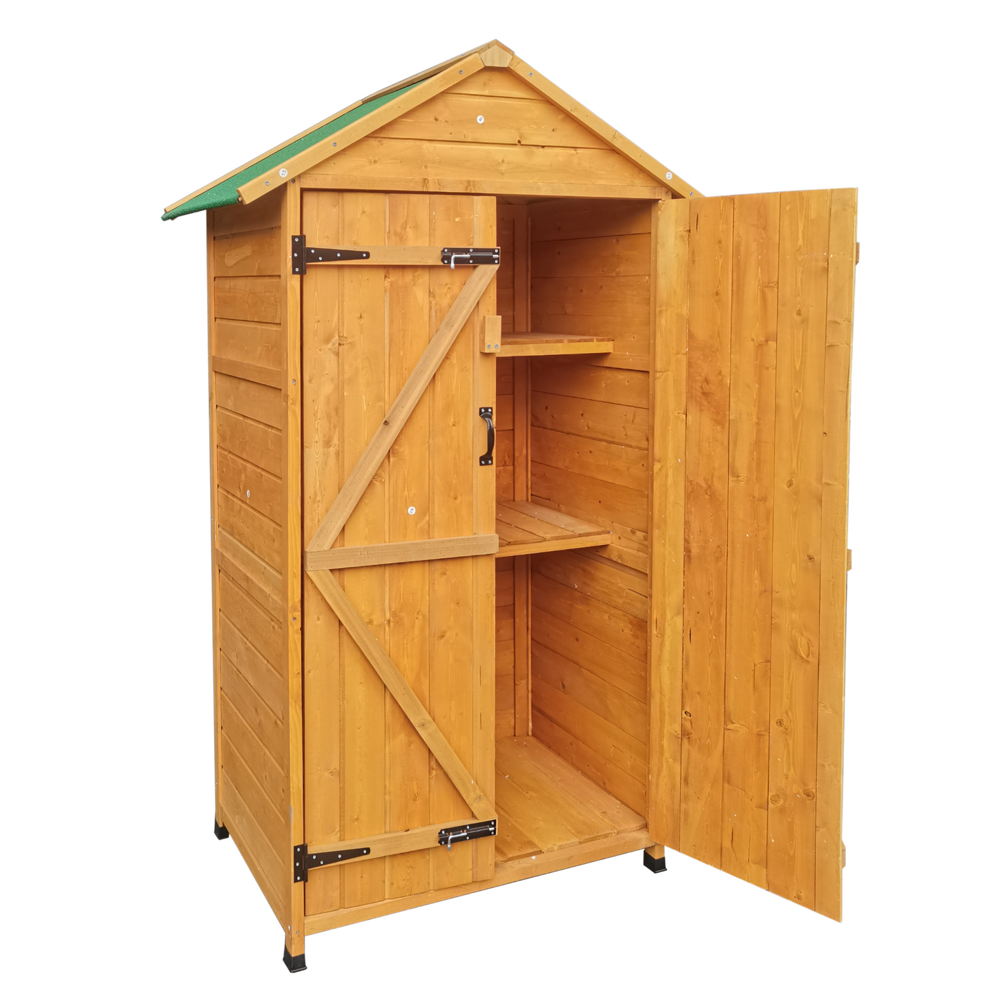 XWT010 WOODEN SHED Natural for backyard garden big spire Tool storage 68.50"X 22.83"X 40.35"