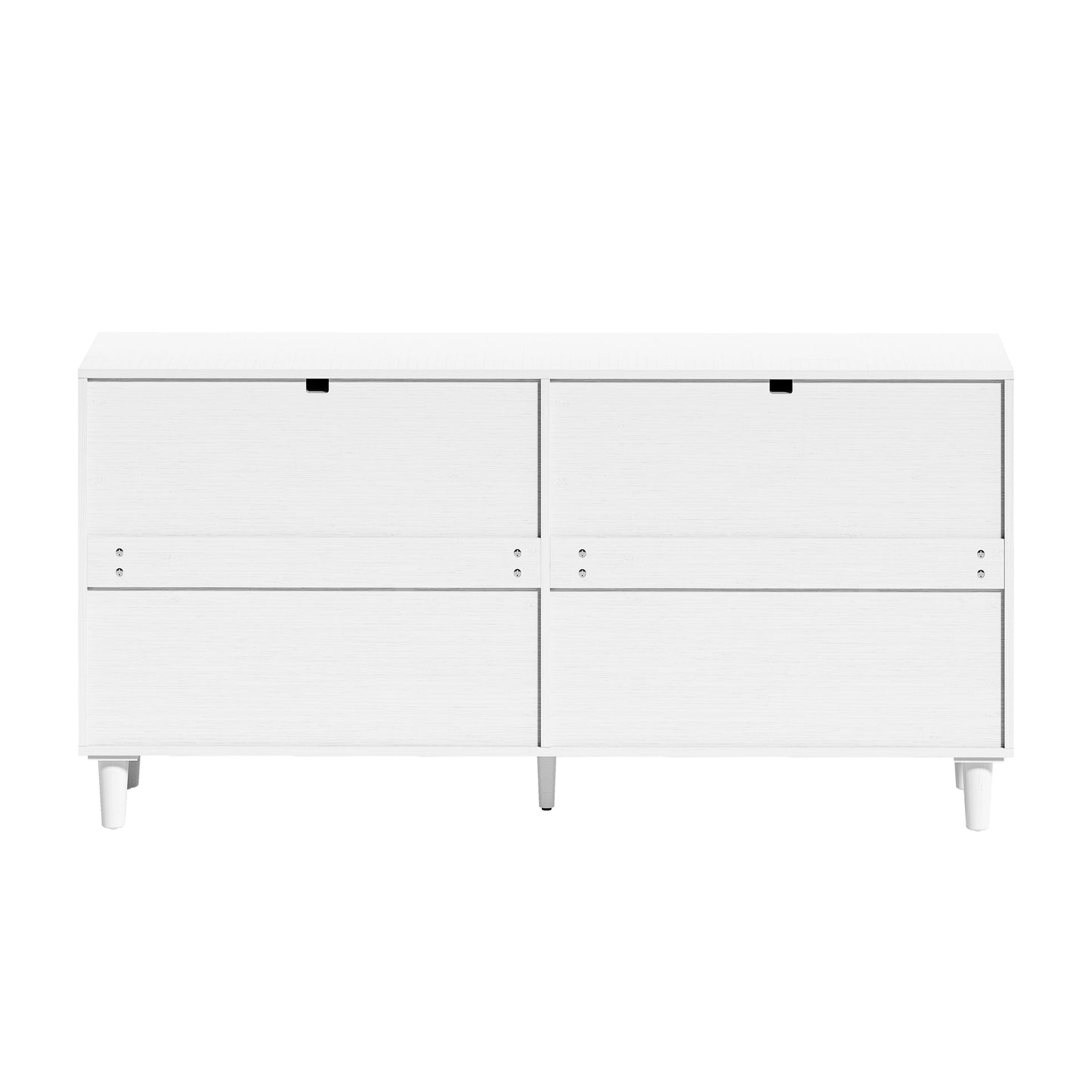 59" Rattan Dresser with Drawers, 6 Drawer Dresser for Bedroom, Clothes Storage Cabinet for Bedroom, Metal Handle&Wood Legs for Hallway, Living Room, Bedroom,White