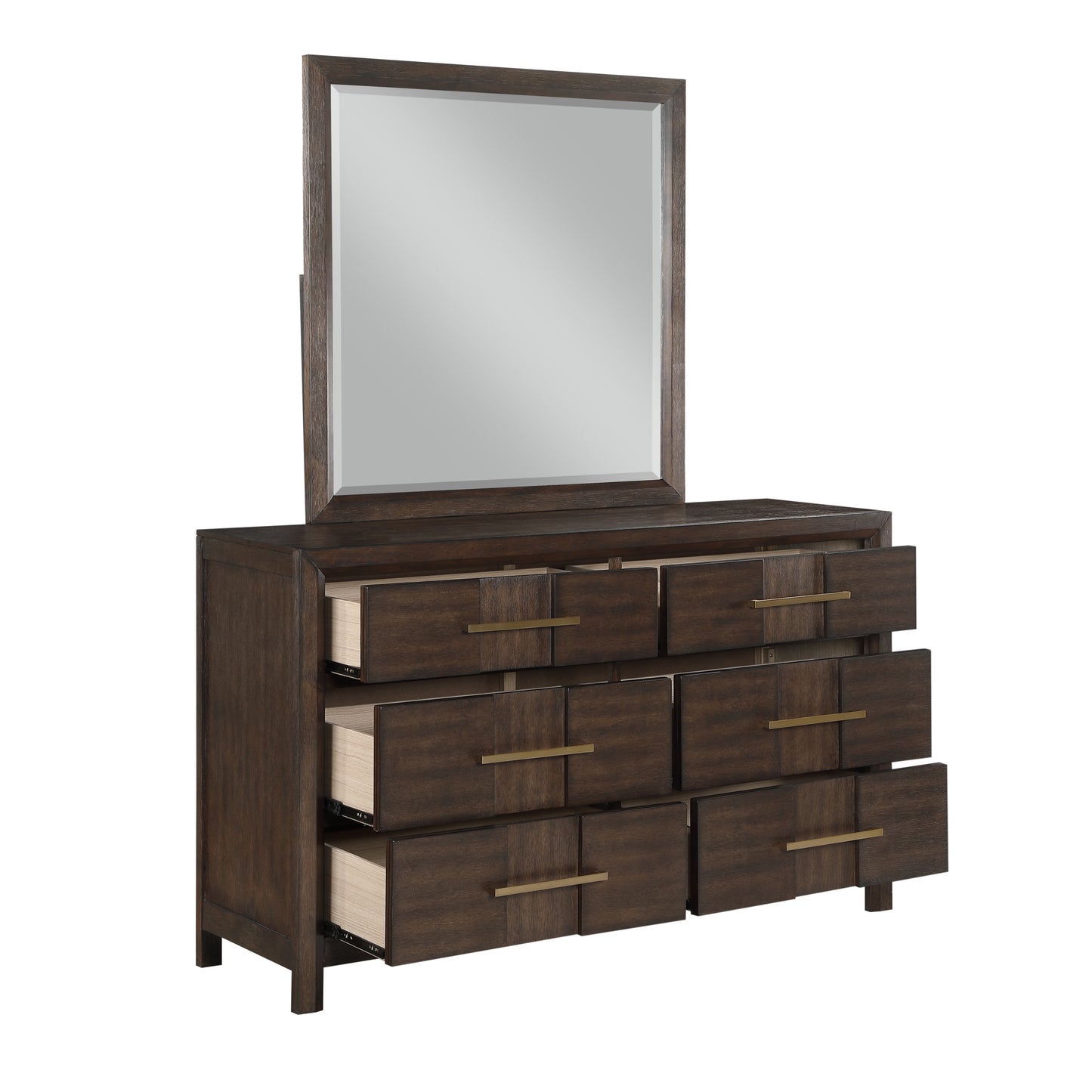 Modern Style 6-Drawer Dresser Made with Wood in Walnut