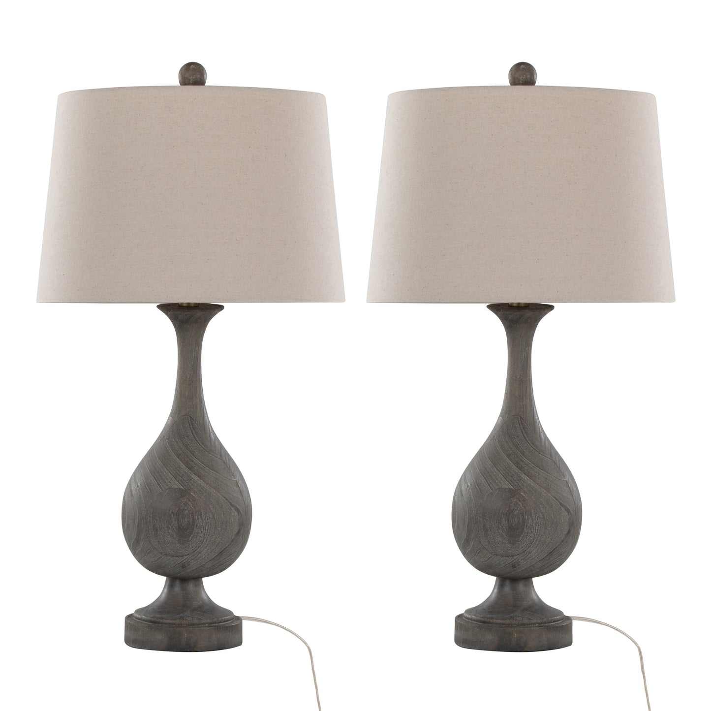 Cipolla Poly 29' Farmhouse Polyresin Table Lamp in Acid Griffin Wood Polyresin, Antique Soft Brass and Natural Linen Shade from Grandview Gallery by LumiSource - Set of 2
