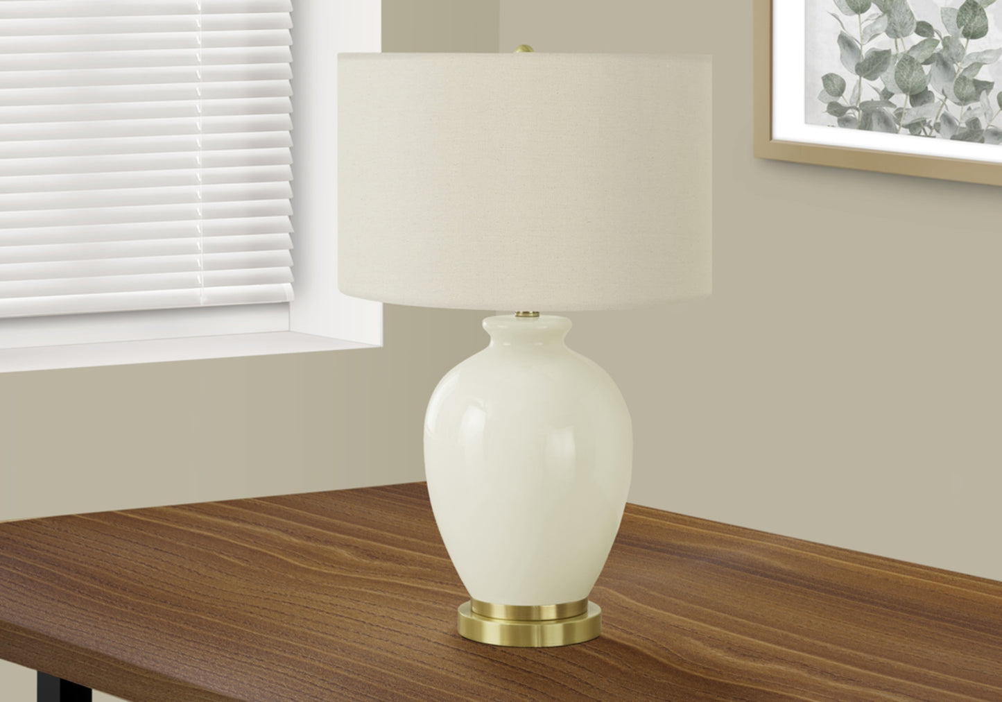 Lighting, 26"h, Table Lamp, Ivory / Cream Shade, Cream Ceramic, Transitional