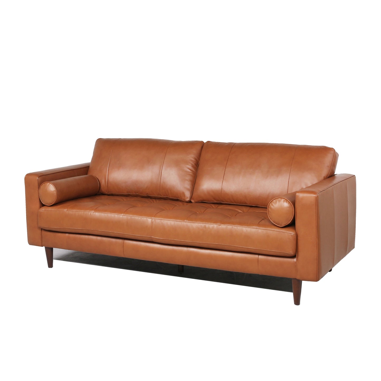 Mid-Century Tufted Leather Sofa