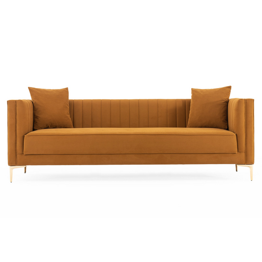 Angelina Sofa 91" (Cognac Velvet)