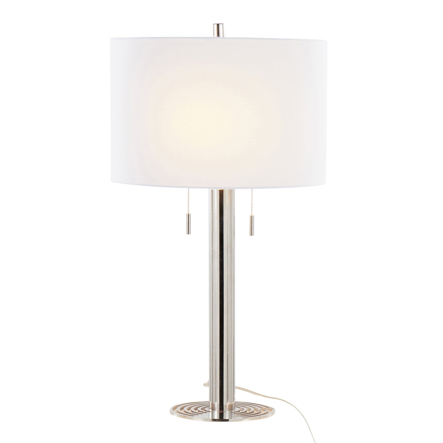 Master 29" Contemporary Metal Table Lamp in Polished Nickel and White Linen Shade from Grandview Gallery by LumiSource - Set of 2