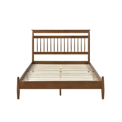 Transitional Design Eastern King Platform Bed Chestnut Finish Wood Frame Bedroom Furniture 1pc Bed in a Box