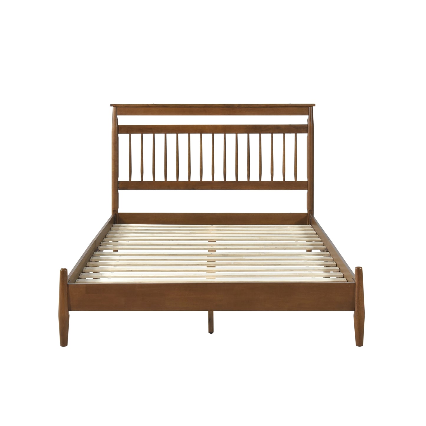 Transitional Design Full Platform Bed Chestnut Finish Wood Frame Bedroom Furniture 1pc Bed in a Box