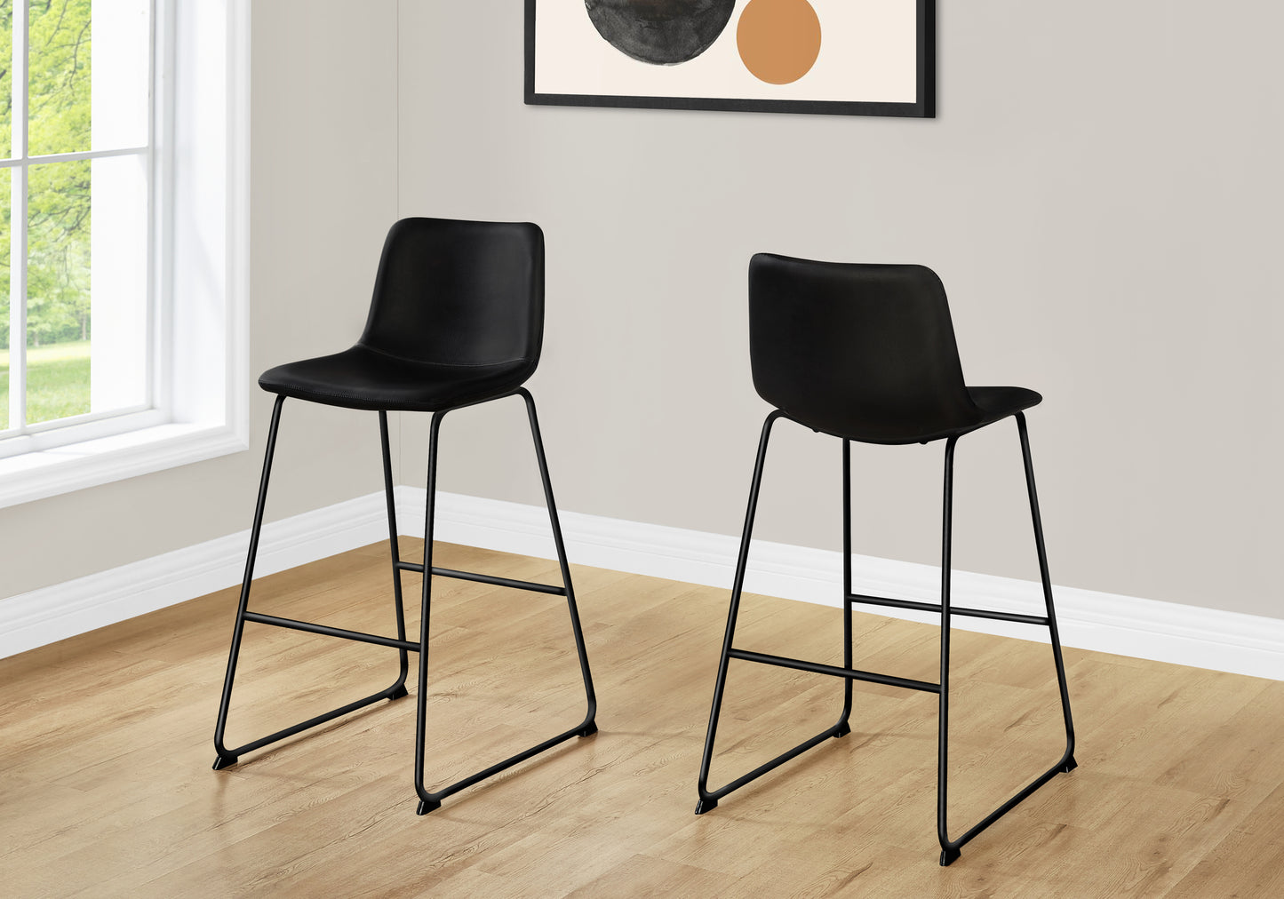 Office Chair, Bar Height, Standing, Computer Desk, Work, Black Leather Look, Black Metal, Contemporary, Modern
