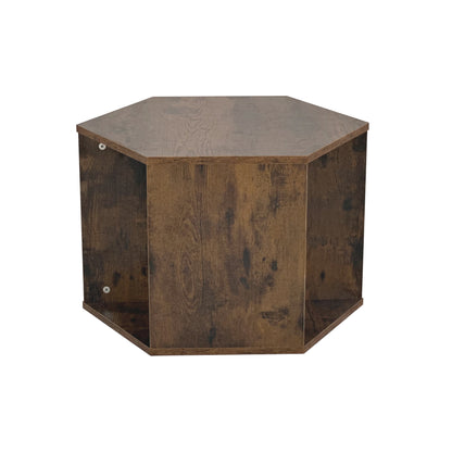 47.24'' Hexagonal Coffee Table Side Table Nightstand Antique Wood 2PCS