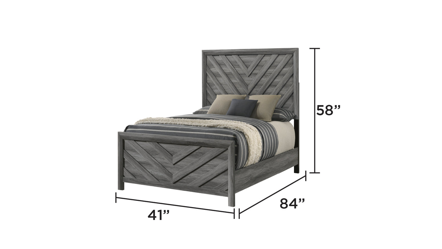 Denver Modern Style Twin Bed Made with Wood in Gray