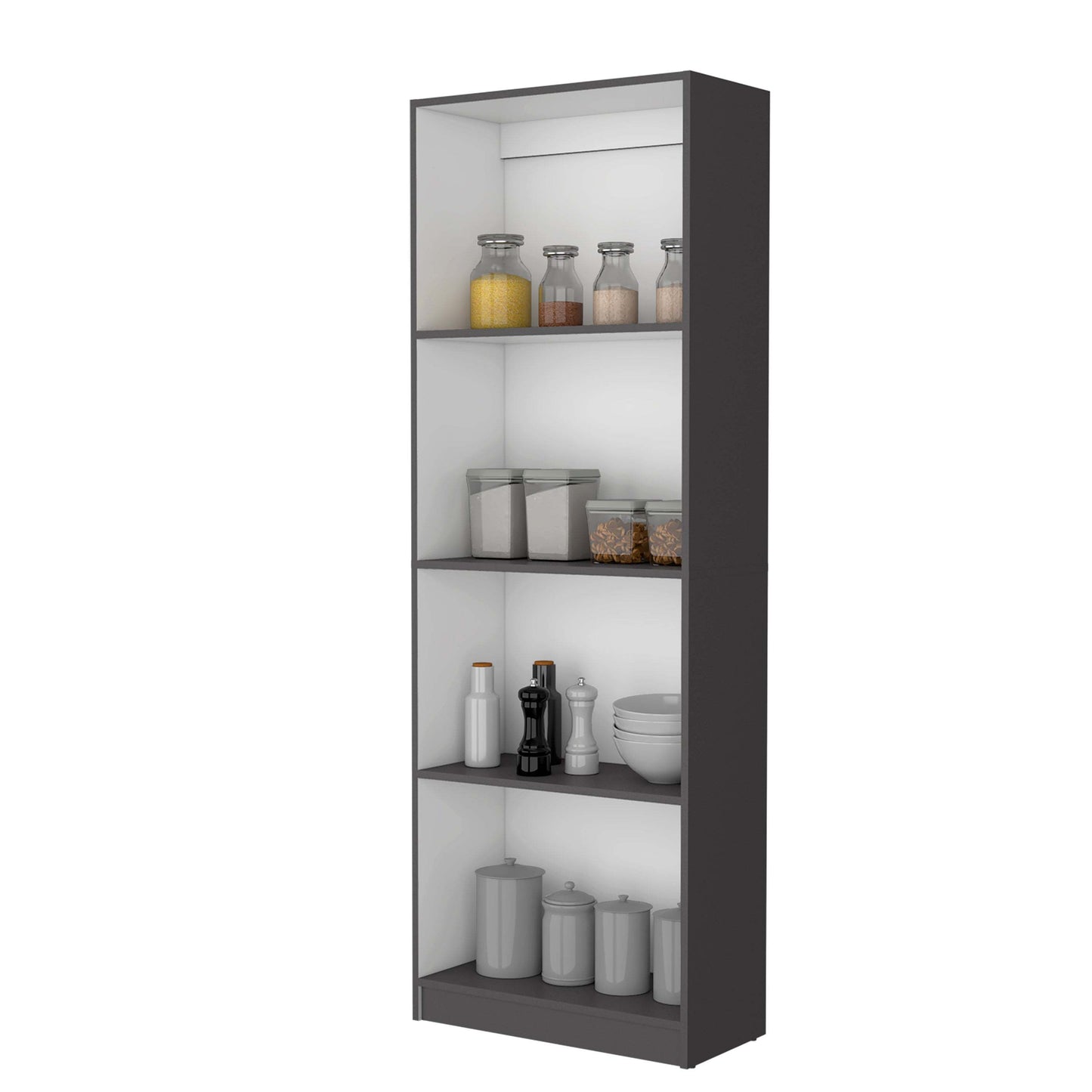 Zachary Matt Gray and White Tier Storage Shelves Bookcase