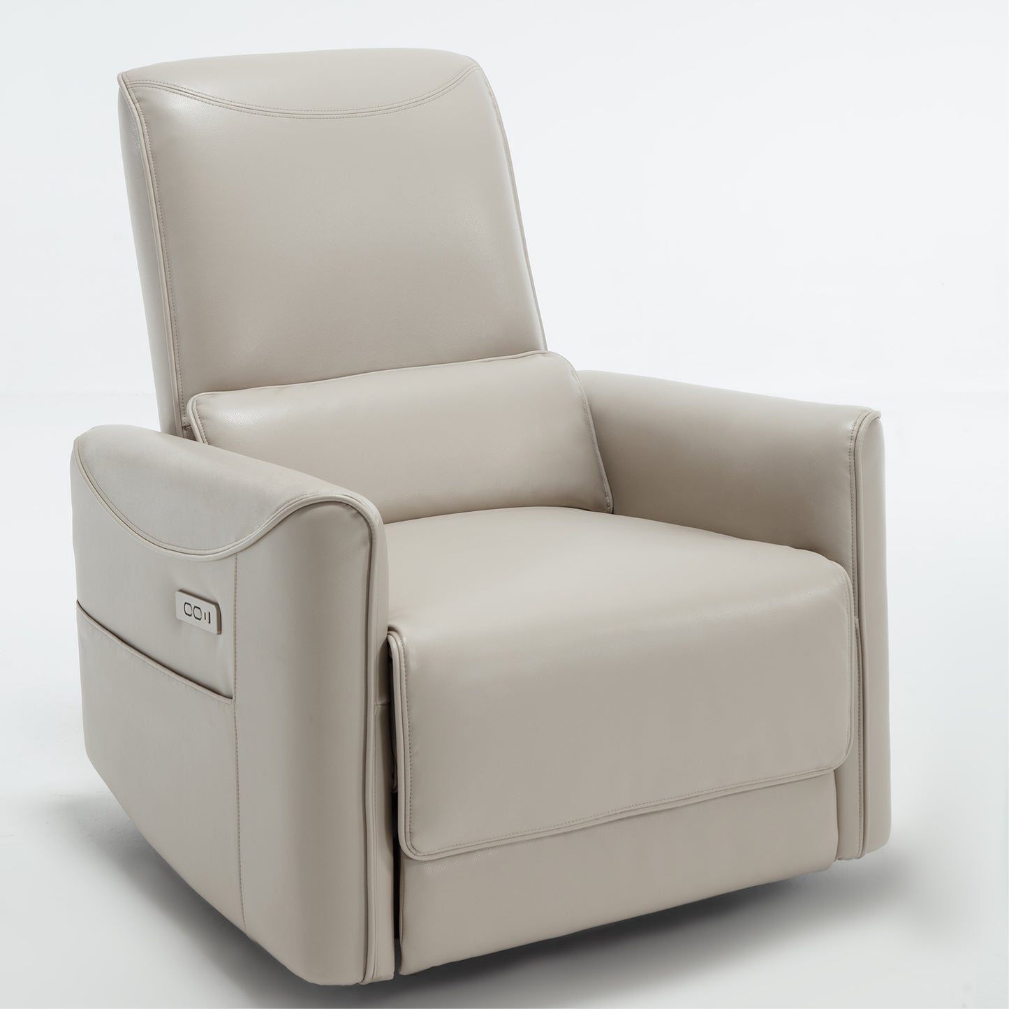 Beige Grey Leatheraire Swivel and Rocker Power Recliner Chair, Heavy Duty Motion Mechanism with USB and Type-C Ports