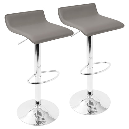 Ale Contemporary Adjustable Barstool in Grey PU Leather by LumiSource - Set of 2