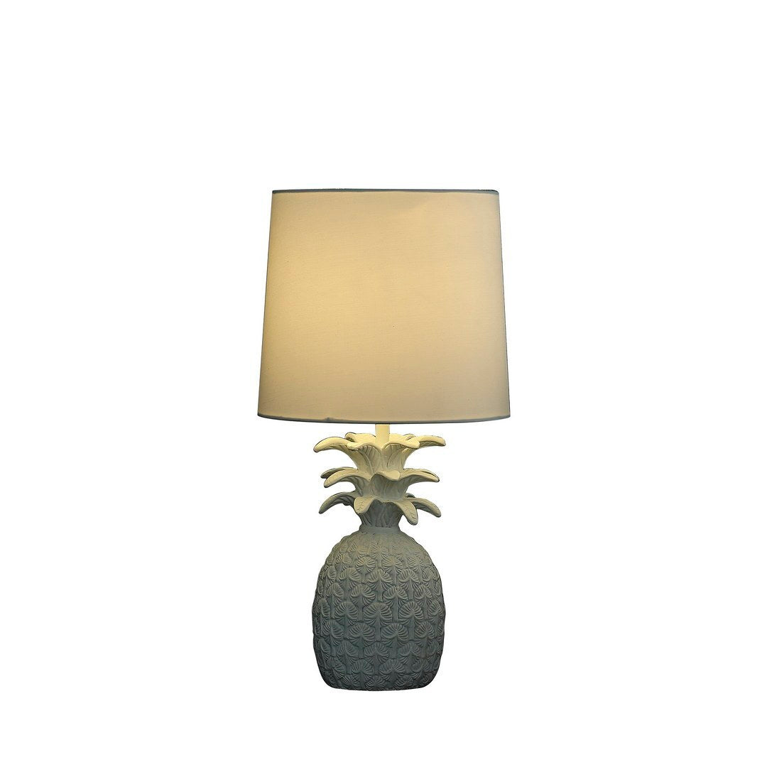 17" In Coastal White Tropical Heahea Pineapple Table Lamp