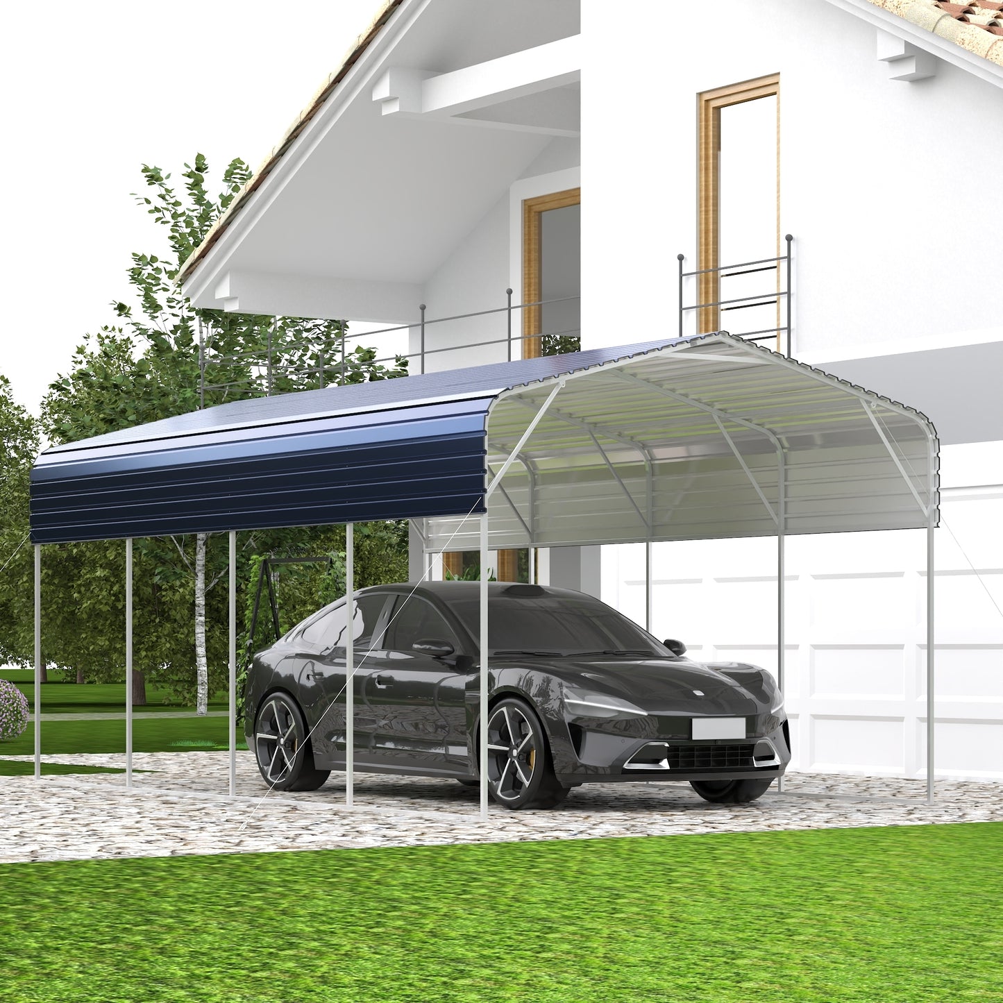 Metal Carport 11x19 FT Heavy Duty with Galvanized Steel Roof