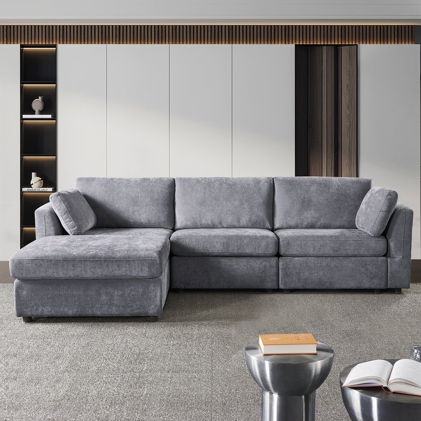 modular GREY  sofa  fabric,  simple and grand, the seat and back is very soft. this is also a KNOCK DOWN sofa