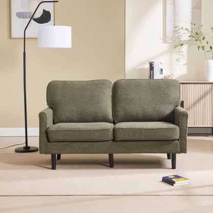 COOLMORE Loveseat Sofa, Mid Century Modern Love Seat, 2 Seater Sofa Couches for Living Room, Small Couch with USB & Removable Pillow Cover, Comfy Couch for Bedroom, Apartment (Green)