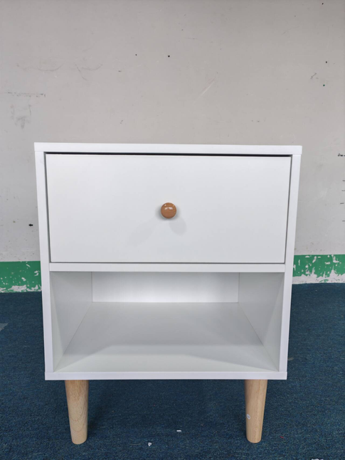 23.22''H Wooden Nightstand with One Drawer One Shelf for Kids, Adults, White
