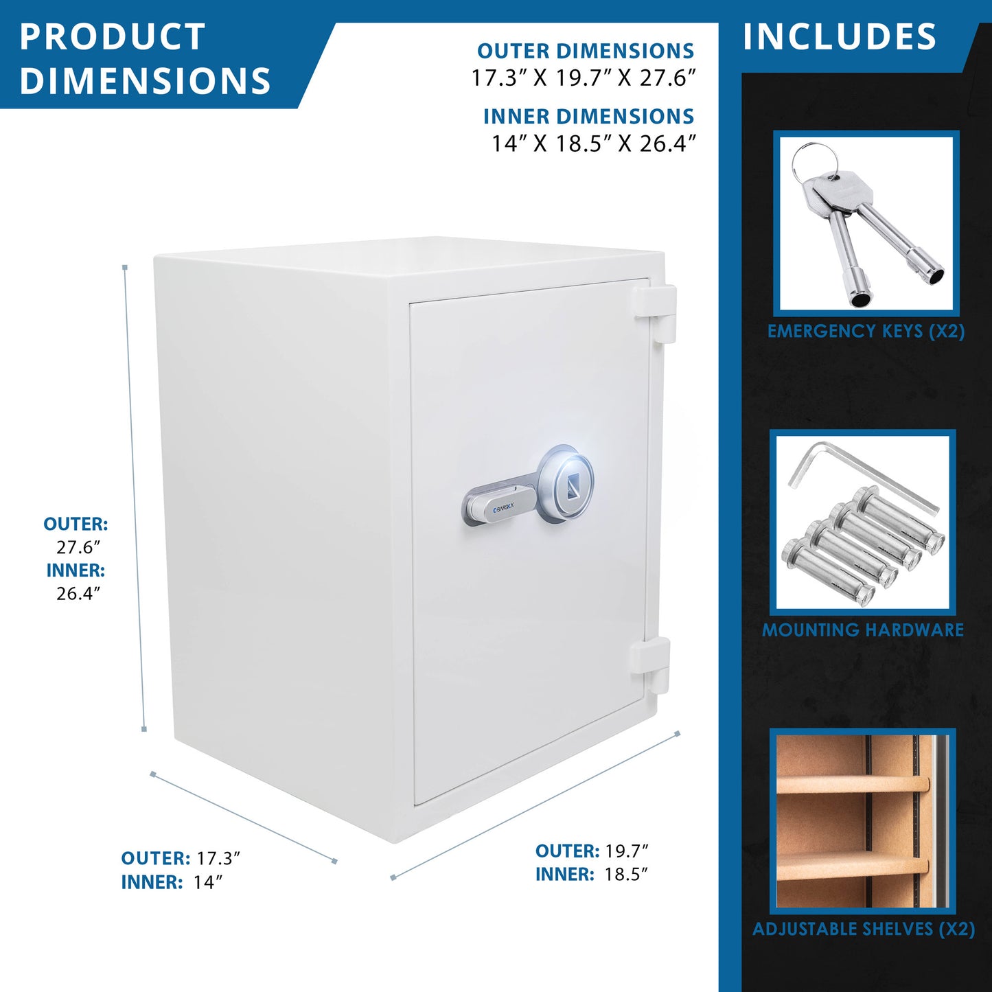 4.48 CUBIC FT BIOMETRIC FIREPROOF SAFE, WHITE