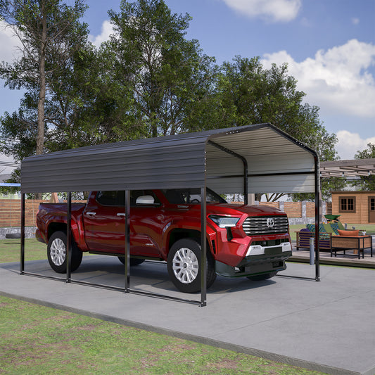 10x15 Metal Carport Carports with Enhanced Base Heavy Duty Garage Outdoor Galvanized Car Shelter for Car, Boats and Truck