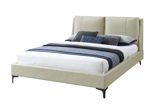 Upholstered Tan King Bed