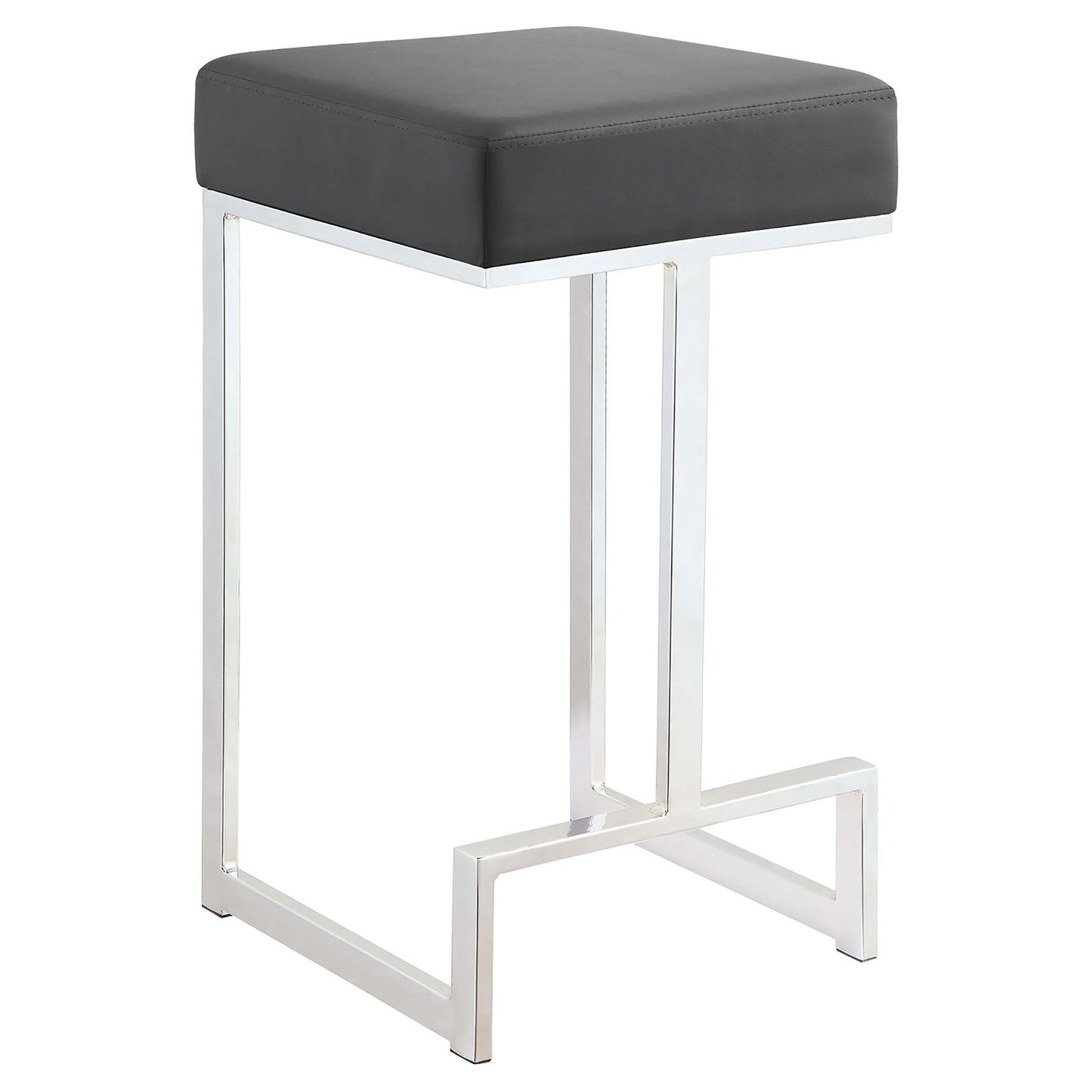 Grey and Chrome Upholstered Counter Height Stool