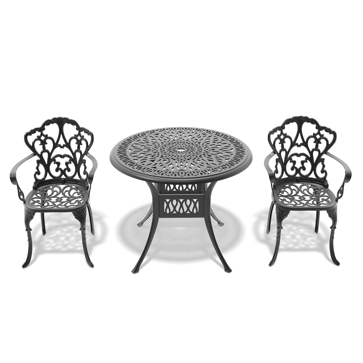 (Cushions In  Random Colors)3-Piece Set Of Cast Aluminum Patio Furniture With  Cushions