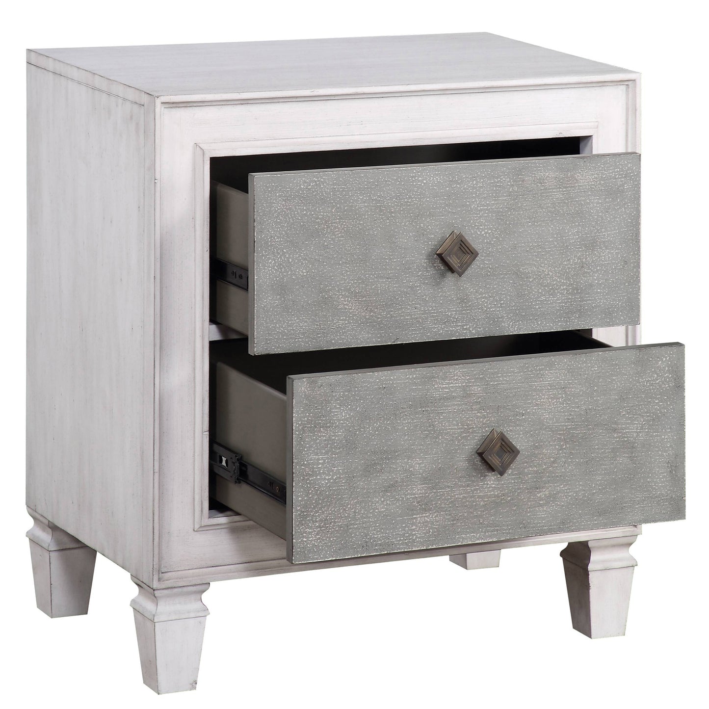 Rustic Grey and Weathered White 2-drawer Nightstand