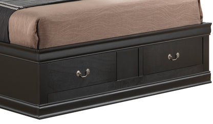 Traditional Black Queen Storage Bed With Elegance