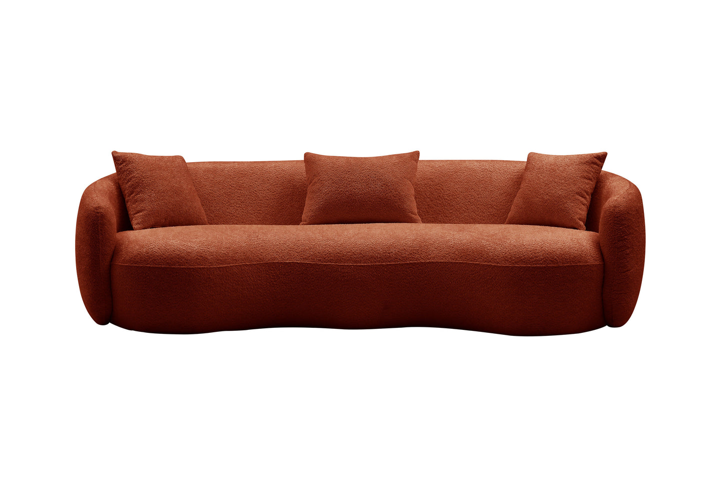 93.6'' Mid Century Modern Curved Sofa,  Boucle Fabric Couch for Bedroom, Office, Apartment, Orange