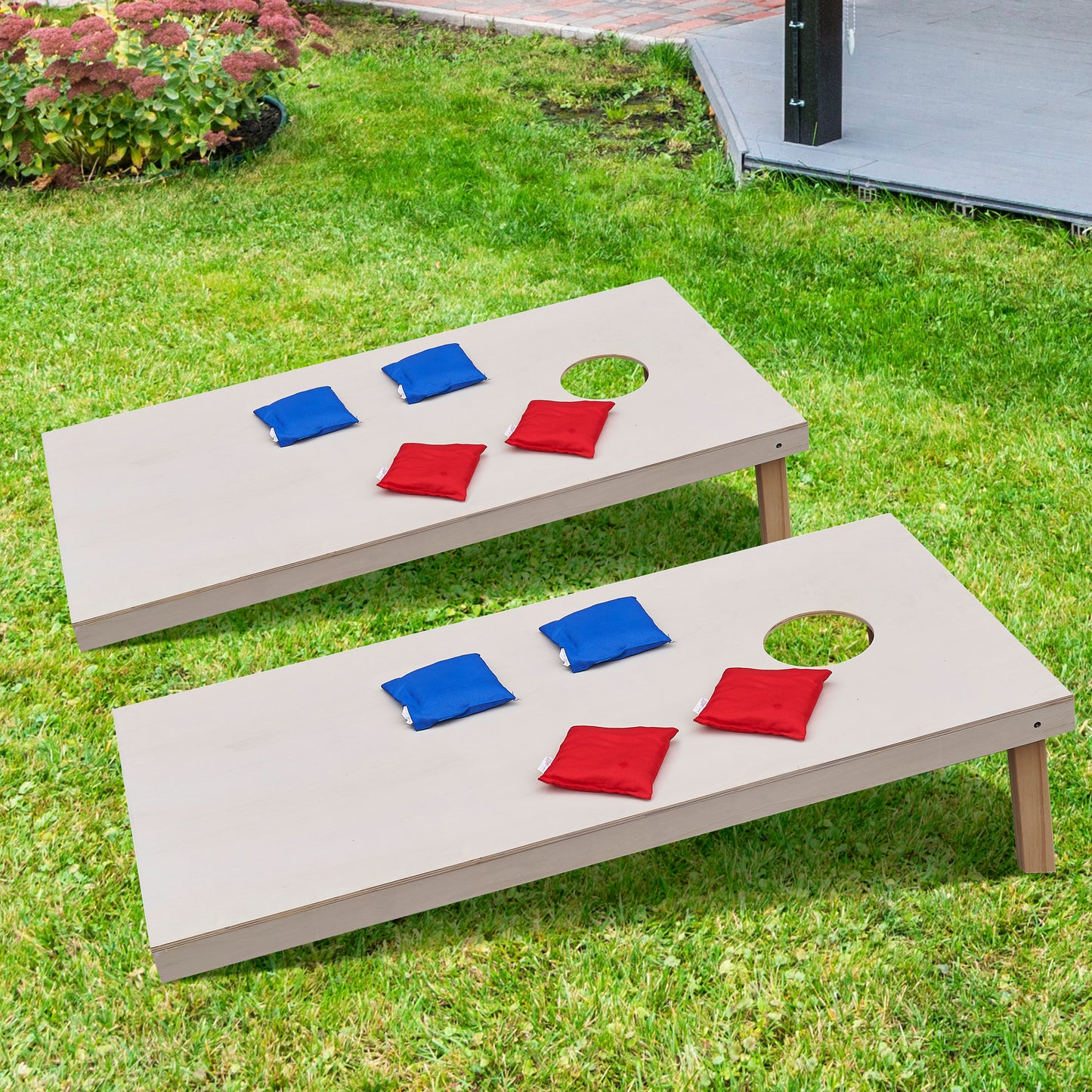 Wooden Cornhole Boards Set 4 x 2'', Portable Outdoor Yard Cornhole Game with 2 Wooden Cornhole Boards 8 Corn Hole Toss Bags and Bean Bags for Kids Adult ( set of 2)