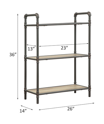 Itzel Antique Oak & Sandy Gray Finish Bookshelf