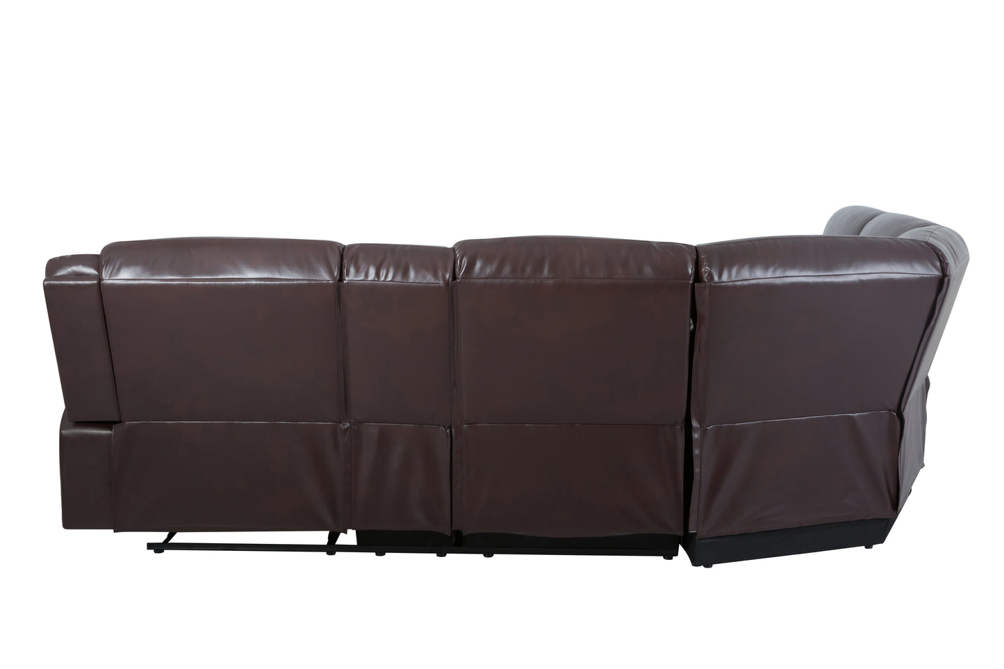 L Shape Breath Leather Manual Reclining Sectional Sofa Set, Brown