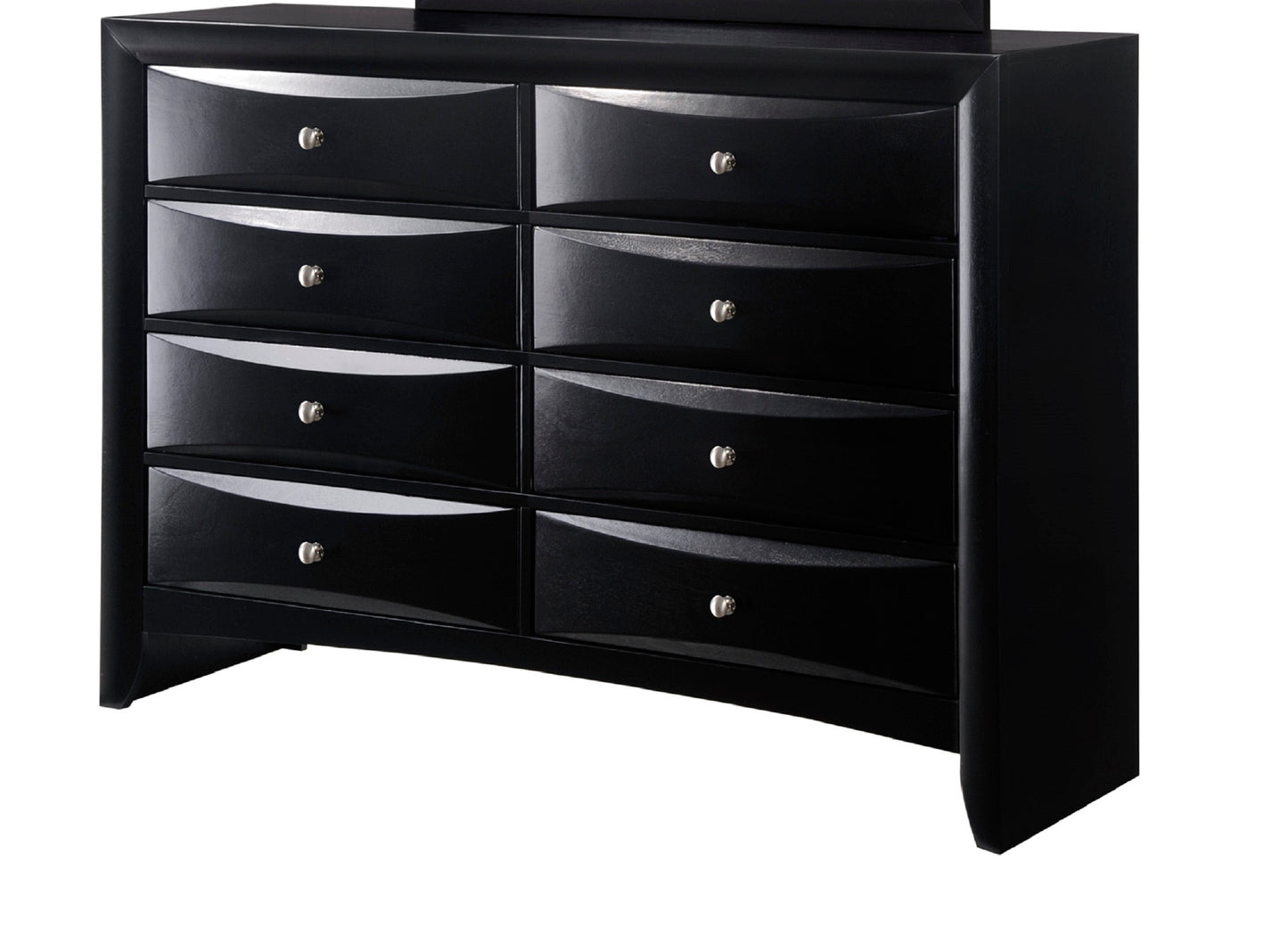 1Pc Contemporary 8 Drawer Dresser Black Finish Solid Wood Wooden Bedroom Furniture