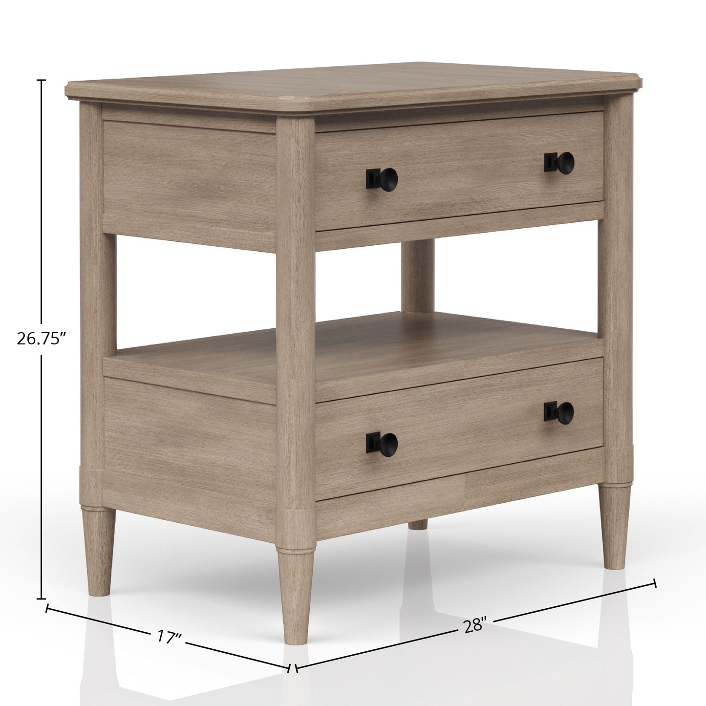 Open Nightstand Sand Finish With 2 Drawers
