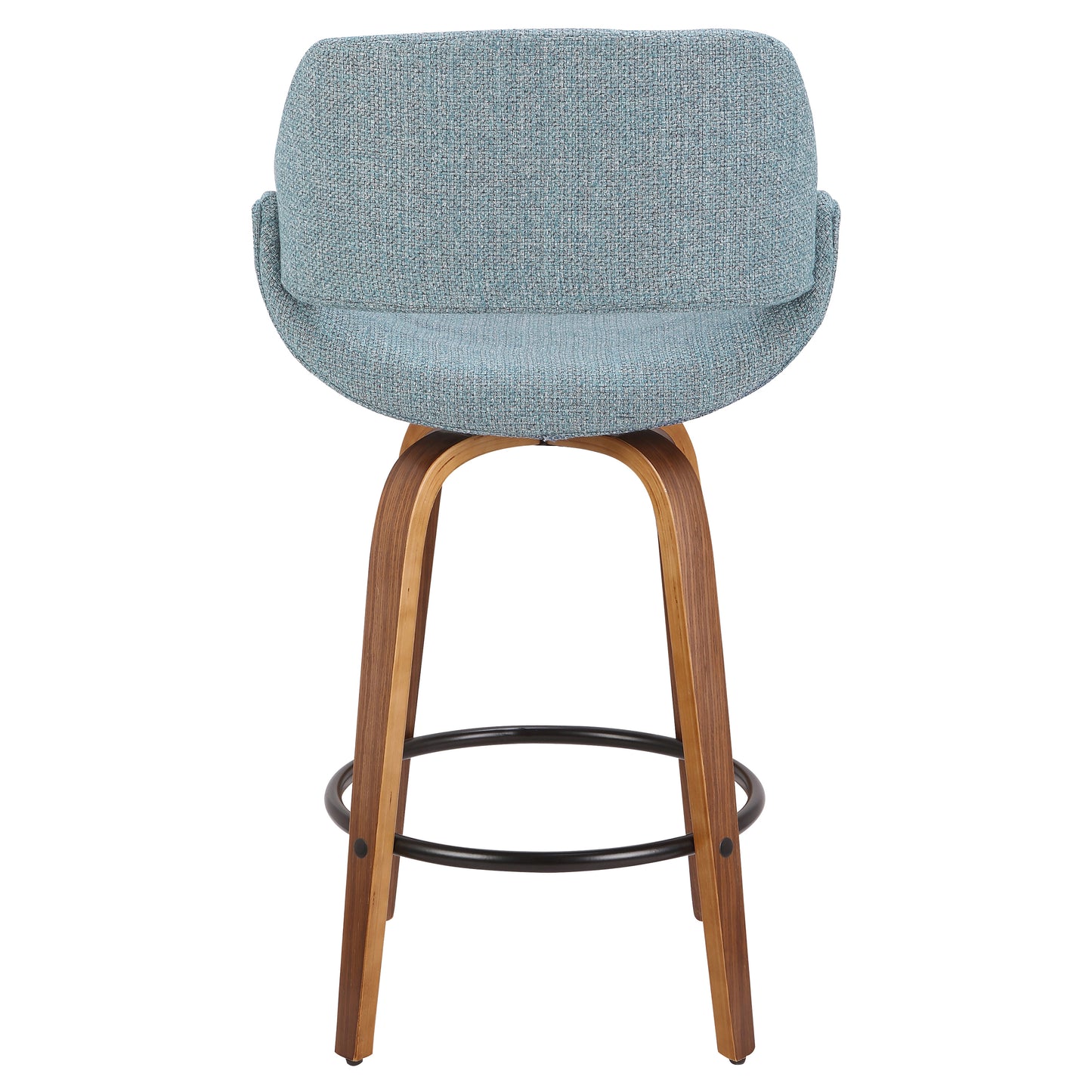 Fabrico Mid-Century Modern Counter Stool in Walnut and Blue Noise Fabric by LumiSource