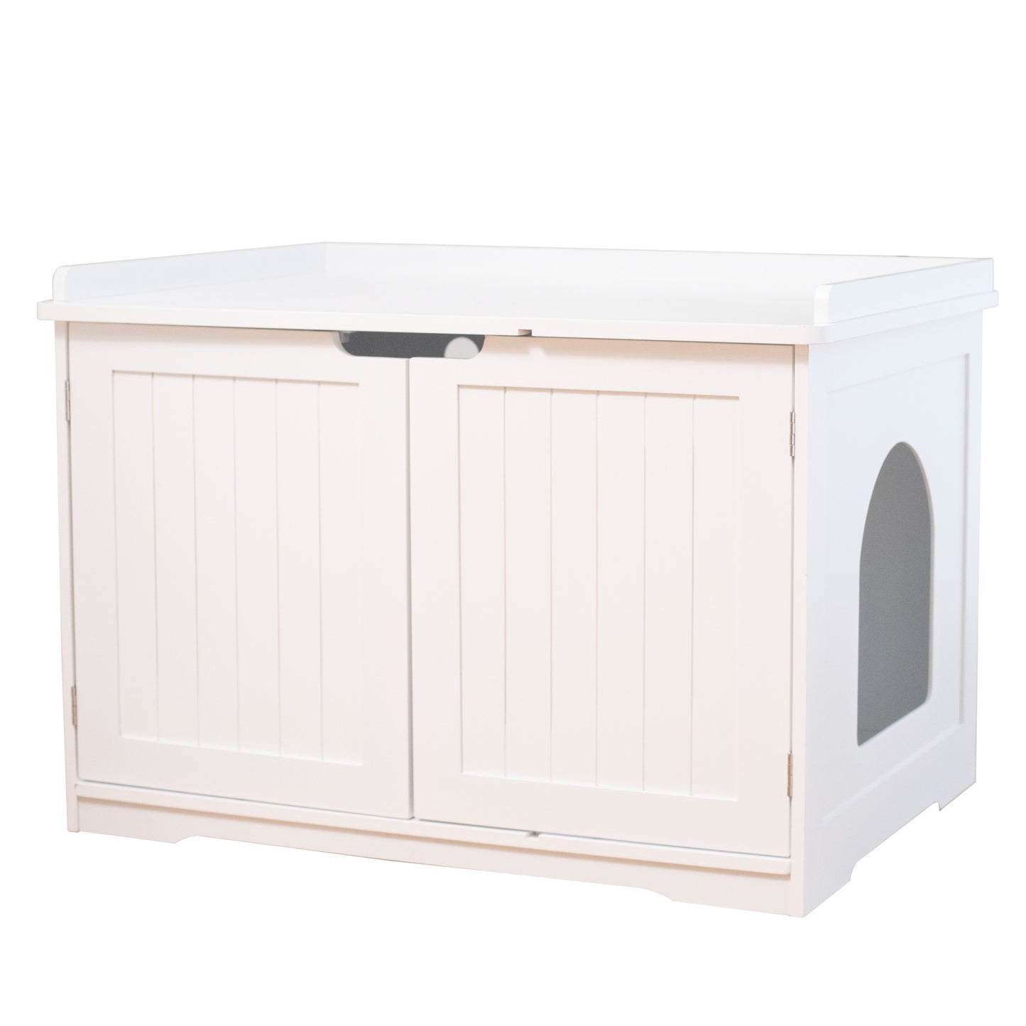 30"Litter box shell, hidden litter box furniture cabinet, indoor cat room side table, large pet box bedside table, litter box toilet, indoor kennel (white)